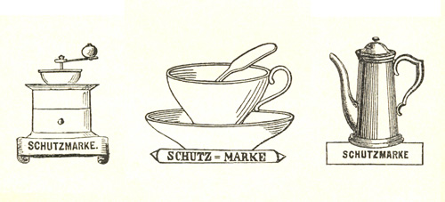 Kaffeemühle, Kaffeetasse und Kaffekanne, diese drei Marken wurden ins Zeichenregister eingetragen