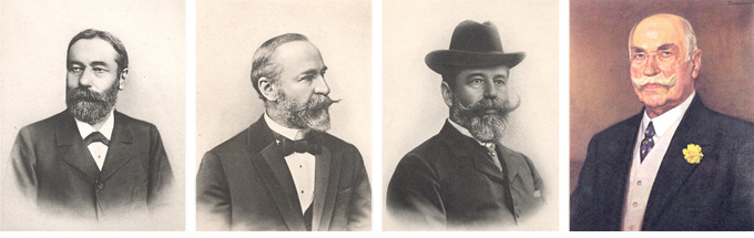 v. l. n. r.: Gustav Franck, Hermann Franck, Carl Franck und Robert Franck