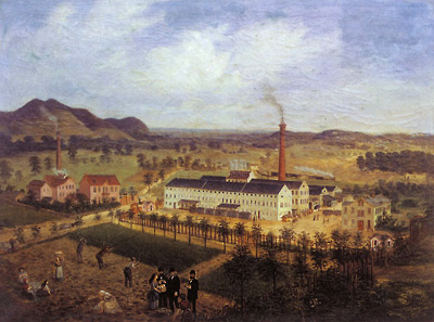 Kaffeefabrik in Linz – Ansicht aus dem Jahre 1879